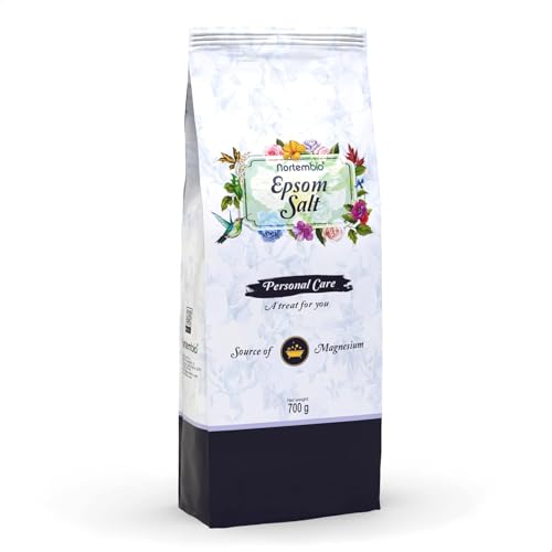 Nortembio Sales de Epsom 100% Pura 700 g – Fuente Concentrada de Magnesio | Para Pieles Sensibles | Con Vitamina C y E Hidratante | Sin Aditivos, Uso Externo Natural + E-Book Gratis
