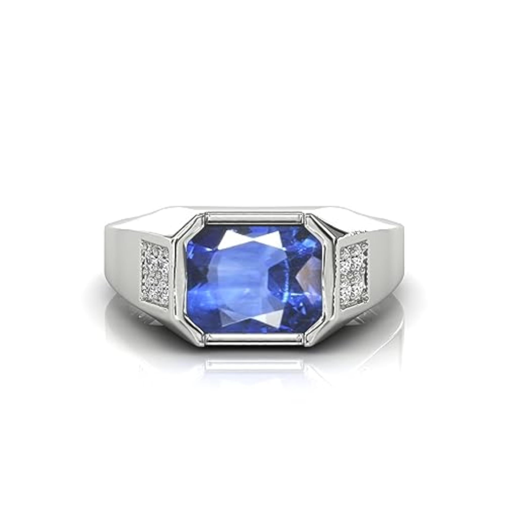 9.50 Ratti Blue Sapphire Silver Plated Adjustable Ring, Unisex