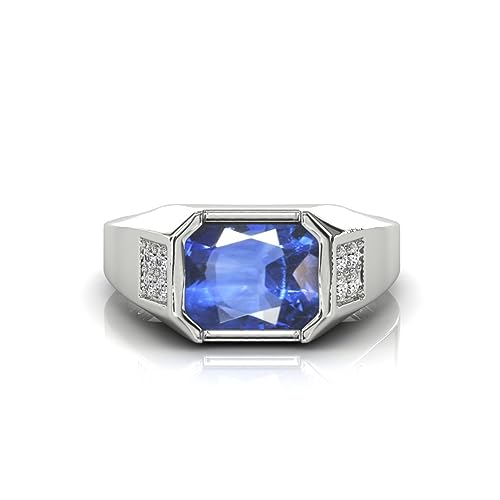Bague en plaqué argent 7 carats avec saphir pour homme et femme