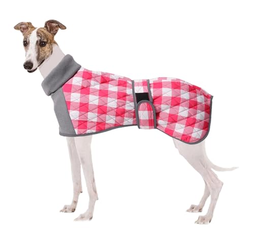 Greyhound Whippet Waterproof Coat with Warm Fleece Lining,Outdoor Dog Apparel Adjustable Straps with Reflective Piping,for Medium to Large Dog Winter Coat and Windproof Pet Clothing