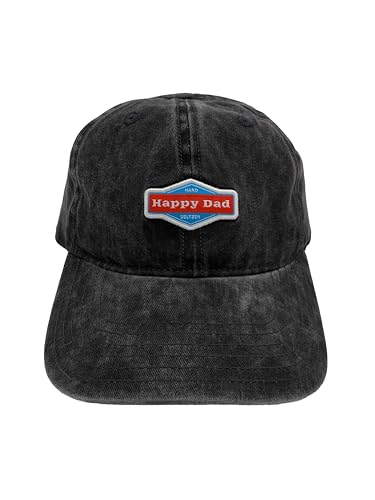 Happy Dad Classic Logo Dad Hat Washed Black Adjustable Cap