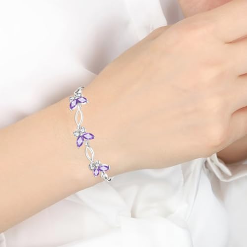 Image of Sterling Silver Butterfly Link Bracelet for Women,Adjustable Charming Dainty Jewelry,Ideal Gift for Mom,Wife and Her