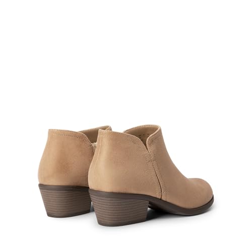 DREAM PAIRS Women's Ankle Boots Low Chunky Heel Comfortable Short Fall Booties Shoes,Size 8.5,Nude-Suede,SDAB2433W
