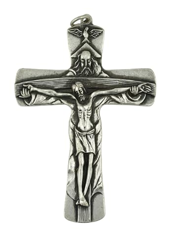 Lovely Holy Trinity Pectoral Crucifix - Oxidized Silver | Beautiful