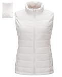 Outdoor Ventures Womens Puffer Gilet Packable Quilted Vest Padded Outwear Vest Bodywarmer Ladies Windproof Sleeveless Jacket Hiking Running Golf Riding Cream L