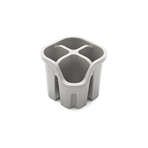 Addis Cutlery Utensil Drainer Caddy With 4 Compartments, Mushroom, 14 x 14 x 13 cm Cover