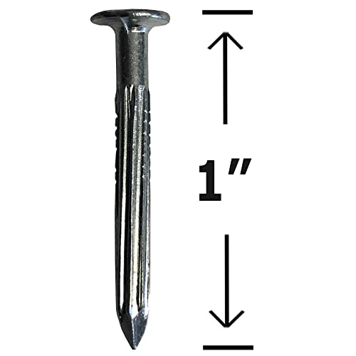 1” – Fluted Hardened Concrete Masonry nails – High strength Cut Carbon steel pointed nails for, cinder block, concrete walls, cement board – 1 in (25mm) Length (100)