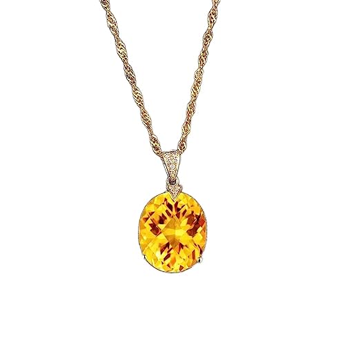 Pendentif citrine jaune en argent pour femme | Bijoux élégants de mariage
