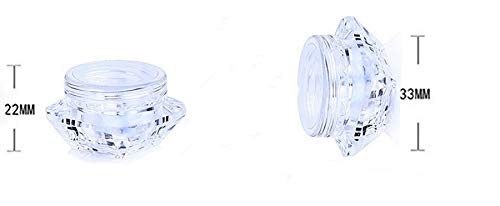 3g/3ML Diamond-shape Sample Bottles Clear Cosmetic Container Plastic Pot Jars Empty Mini Container Screw Cap Lid for Eye Shadow,Eye Cream,Nail,Powder, Jewelry Earrings Lotion Pack of 502