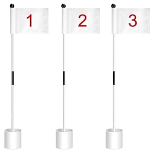 Hungdao 3 Set Golf Flagsticks Flags with Cups Practice Putting Green Pole Pin Flagpole Golf Hole Cup Nylon Flags Portable Mini Flag Sticks 2 Section for Yard Garden Indoor Outdoor