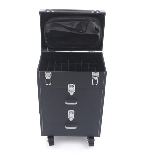 3 Ebenen Rolling Makeup Train Case Kosmetikkoffer Schminkkoffer Kosmetikkoffer Hartschale Schminkkoffer Damen Beauty Case mit Teleskopgriff und Rollen mit Bremsen, Rechteckig, für Make-up-Künstler