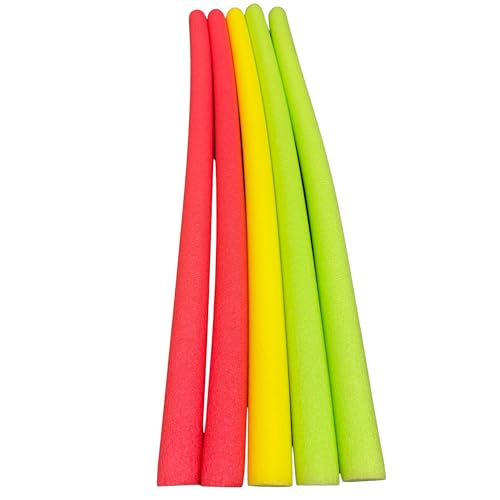 Pool Noodles, Fix Find 5 Pack of 52 Inch Hollow Foam Pool Swim Noodles, Bright Multi-Colored Foam Noodles for Swimming, Floating and Craft Projects Wholesale Pricing Bulk Pack, Made in The USA