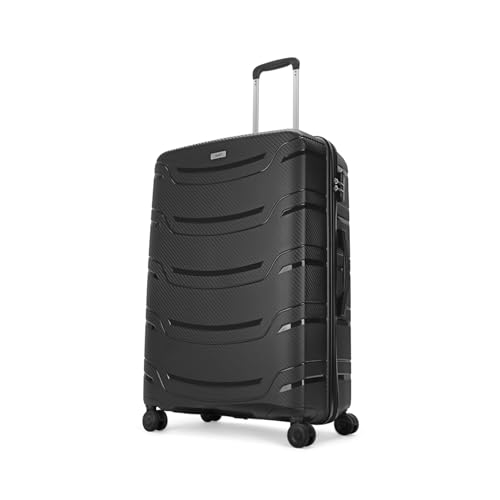 Image of Skybags Large Curve Size Hard Luggage (76 Cm) | Polypropylene Spinner Luggage Trolley with 8 Wheels| Black | Unisex, 50 Cm