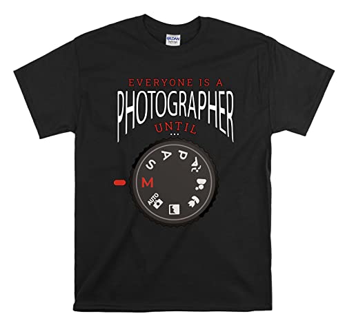 T-shirt noir unisexe « Everyone is A Photographer » taille S, coton confort