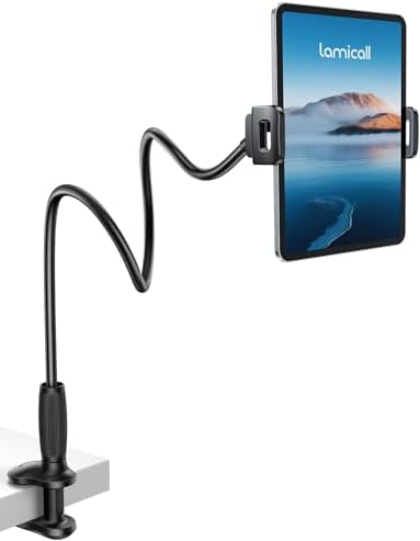 Lamicall Schwanenhals Tablet Halterung Bett, iPad Ständer Tablethalterung | [Stabil unten, Flexibel oben] 85cm Bruchsiche iPad Halterung Tisch, 360° verstellbare Halter für iPad Pr