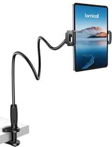 Lamicall Schwanenhals Tablet Halterung Bett - [Stabil unten, Flexibel oben] 85cm Bruchsicher iPad Ständer für Bett & Tisch, 360° verstellbare Tablethalterung für iPad Pro Air Mini, für Kindle, 4,7-13"
