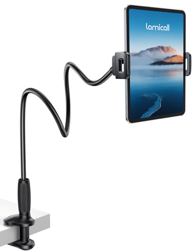 Lamicall Schwanenhals Tablet Halterung Bett - [Stabil unten, Flexibel oben] 85cm Bruchsicher iPad Ständer für Bett & Tisch, 360° verstellbare Tablethalterung für iPad Pro Air Mini, für Kindle, 4,7-13\