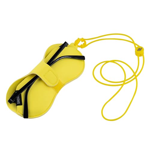 [Yellow], Standard Size Fit, Tori Neoprene Sunglasses Eyewear Eyeglasses Holder Pouch Case with Strap, Stylish Wear, Super Lightweight, Floats on Water for Anti-Lost Summer Use and Travel