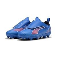 PUMA Ultra 6 Play V FG/AG RB Jr Soccer Shoe Unisex Kids, Ultra Blue-PUMA White-Glowing Red, 8
