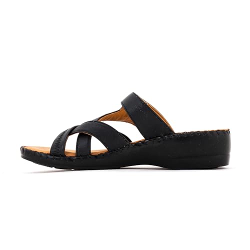 Image of Khadim's Softouch Leather Wedge Heel Slip On Sandal for Women
