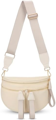 Lushandy Bum Bags For Women Nylon Checkered Crossbody Bag Large Belt Bag Mom Diaper Bag Checkered Crossbody Purse For Travel