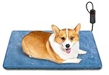 Yicostar Heated Cat Bed, Adjustable Temperature Dog Cat Heating Pad with 6 Temp & 5 Timer, Pet Heating Pad for Cats Dogs with Chew Resistant Cord, Electric Dog with Washable Cover 18X18