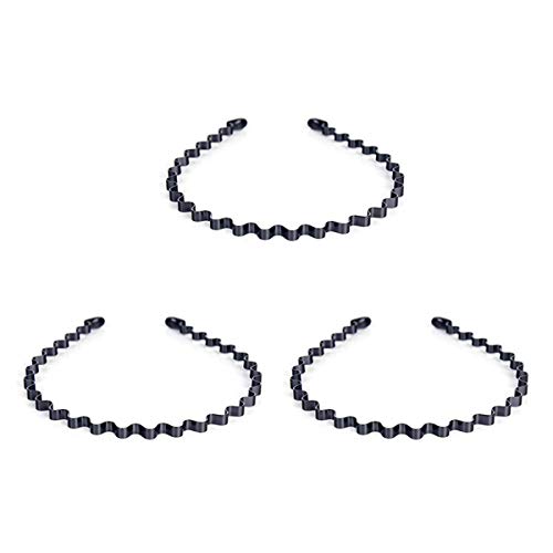 Preisvergleich Produktbild Haarreif, Metall, 3 Stück, Wellenmuster, Schwarz