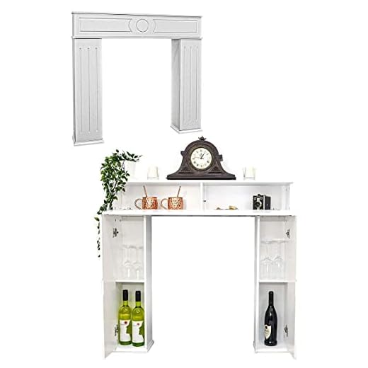 DuneDesign Chimenea Decorativa con Estante Oculto - 107x100cm Marco Chimenea de Madera en Blanco