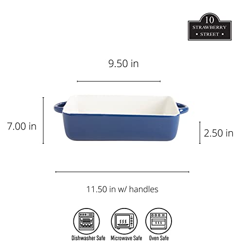 10 Strawberry Street Sienna Rectangle 12" And 9.5" Bakeware Set, Blue #TOP5