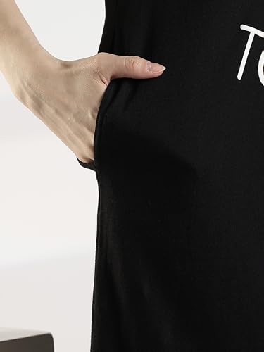 Image of 9shines Label Hosiery Cotton Knee Length Short Night Dress | Short Nighty for Women with Pocket | Graphic Print Nightwear | Night Gown for Women (M-7XL)