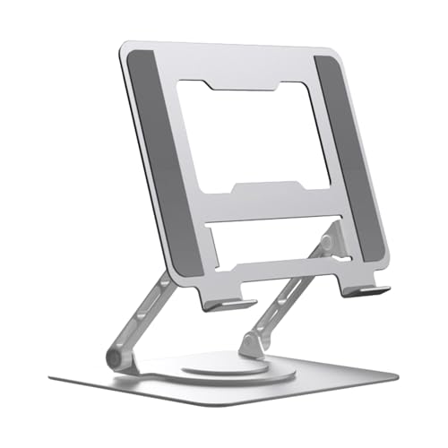 Stand Per Laptop Pieghevole - In Lega Di Alluminio Regolabile Rotazione Girevole 360 Supporto Anti -slip Stabile Per Configurazione Della Scrivania Ufficio A Casa Lavoro Remoto Visualizza