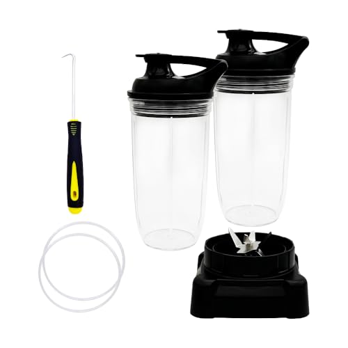Replacement Square Pro Blender with 2pcs 24oz Cup and 2pcs To-Go-Lid, Compatible with Ninja Professional 1000W Blender Model: BL610 30/BL610 BRN 30/BL611C (2 cup, 24oz)