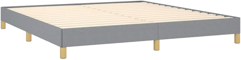 California King Bed Frame Light Gray Polyester Upholstered Platform with Sturdy Engineered Wood, Minimalist Modern Bedroom Furniture, Easy Assembly, Mattress Support Foundation