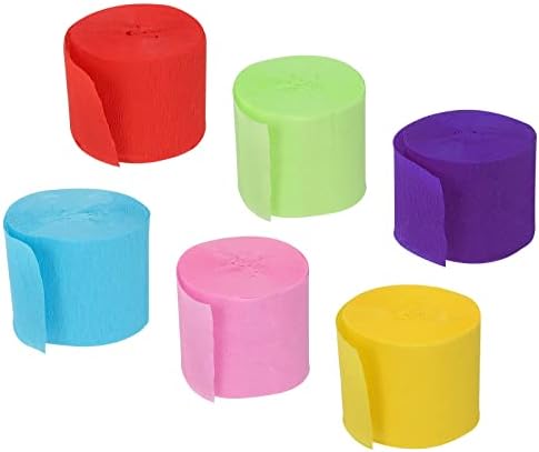 MECCANIXITY Crepe Paper Streamers 6 Rolls 32ft in 6 Colors for Rainbow Party Decorations Wedding Ceremony Birthday Christmas Decoration(Red/Yellow/Light Blue/Light Green/Purple/Pink)