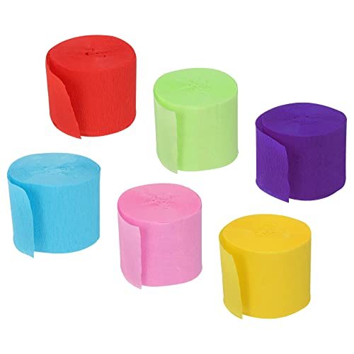 Meccanixity Crepe Paper Streamers 6 Rolls 32Ft In 6 Colors For Rainbow Party Decorations Wedding Ceremony Birthday Christmas Decoration(Red/Yellow/Light Blue/Light Green/Purple/Pink) #TOP16