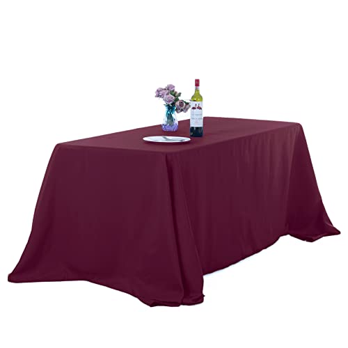 Ascoza 2pack 90x132 Inch Burgundy Rectangular Tablecloth 6 Feet Table Cloth in Polyester Fabric for Wedding/Banquet/Restaurant/Parties