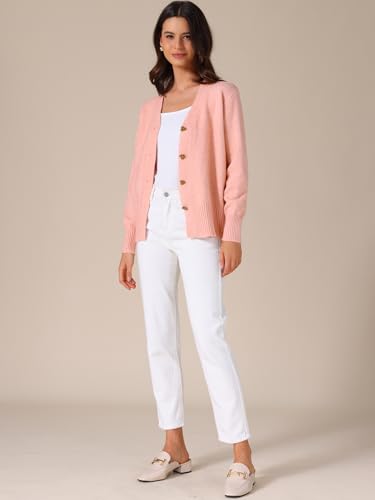 Allegra K Women's Knit Cardigan Sweater Button Up V Neck Long Sleeve Business Casual Cardigan2