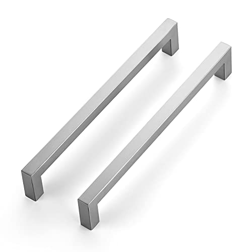Image of Ravinte 12 Pack 8 Inch Square Kitchen Cabinet Handles Cabinet Pulls Brushed Nickel Drawer Pulls Cupboard Hardware Kitchen for Cupboard Dresser Drawer Handles