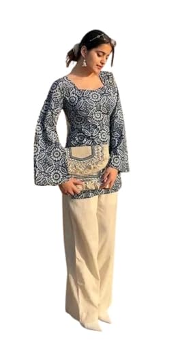 Image of Womens Rayon Full Sleeve Square Neck Printed Short Kurti Stylish Ethnic & Casual Wear Top for Office, College & Daily Use