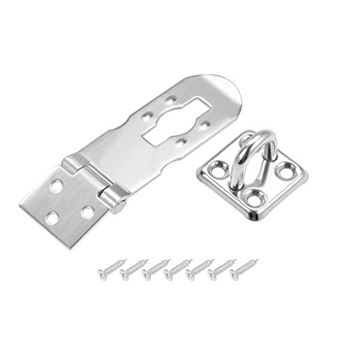 Image of uxcell Padlock Hasp Door Clasp Hasp Latch Security Safety Bolt Lock Latches 3-inch Stainless Steel