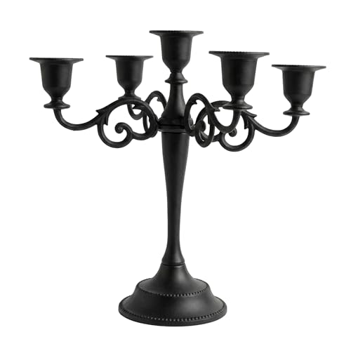 Rely+ 5 Arm Matte Black Candelabra Taper Candle...