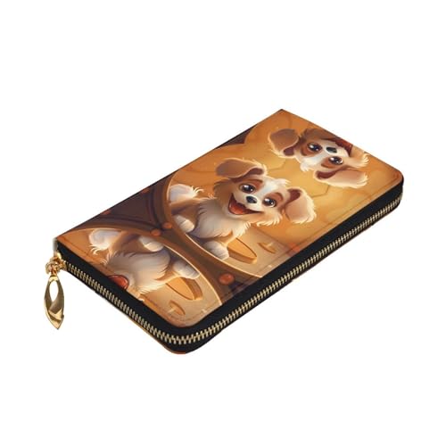 Cartera de cuero con estampado de cachorro de 7.5 x 4.1 pulgadas 3