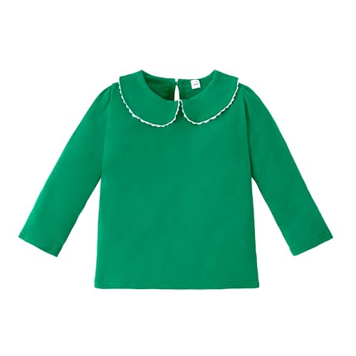 Image of LYSMuch Toddler Girl Long Sleeve Peter Pan Collar Top | button down collar, is machine washable and wrinkle resistant, perfect for photo shoots and back to school season.