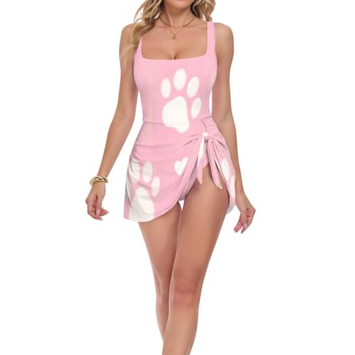 Maillot de bain push-up amincissant une pièce femme imprimé pattes blanc
