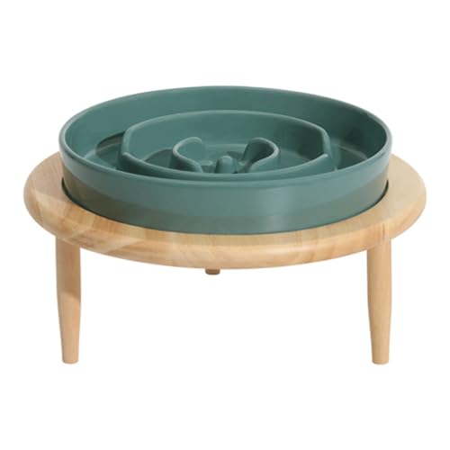 GrnArt ペット食器 ゆっくり餌入れ 飲み込み防止 早食い防止 スタンド付きボウル 犬用餌皿 セラミック犬食器 ペット食器 餌入れ ペット用品 お手入れ簡単 お手入れ簡単 安定感 (濃い緑色,15.5cm)