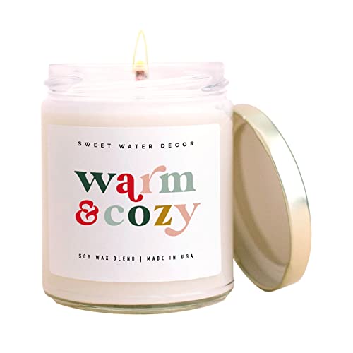 Sweet Water Decor Warm And Cozy Soy Candle | Orange Peel, Cinnamon, Ginger, Clove, Cypress, And Pine And Fir Balsam Scented Candles For Home | 9Oz Clear Jar, 40+ Hour Burn Time, Made In The Usa #TOP11