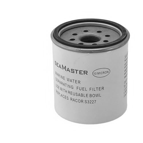 wellenshop Benzinfilter mit Wasserabscheider bis 175 PS, 10 mm Anschlüsse, Kraftstofffilter für Boote mit Innenbord- & Außenbord- Motor Größe Ersatzfilter