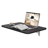 Neoaider Wall Mounted Folding Desk 23.6" x 15.7", Drop Down Table with Metal Collapsible Brackets, Folding Wall Table for Small Spaces, Home, Office, Kitchen, Laundry Room-Black