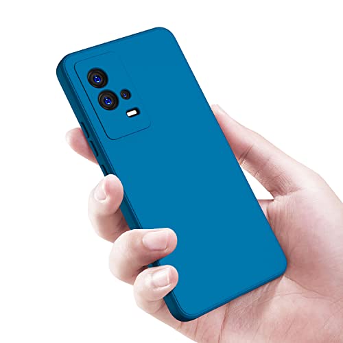 Image of Kapa Matte Lens Protective Back Cover for Vivo IQOO 9, Slim Silicone with Soft Lining Shockproof Flexible Full Body Bumper Case (Blue)