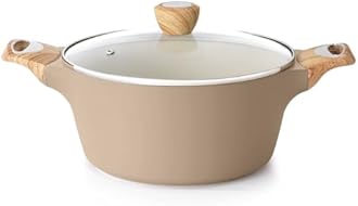 SENSARTE Ceramic Nonstick Stock Pot with Lid, 2.6/4.5/6.6/8.5 QT Soup Pot Casserole Pot, Non-toxic Healthy Pasta Pot, Large Cooking Pot Stew Pot, Induction Compatible, PFOA PFAS PTFE Free, Taupe